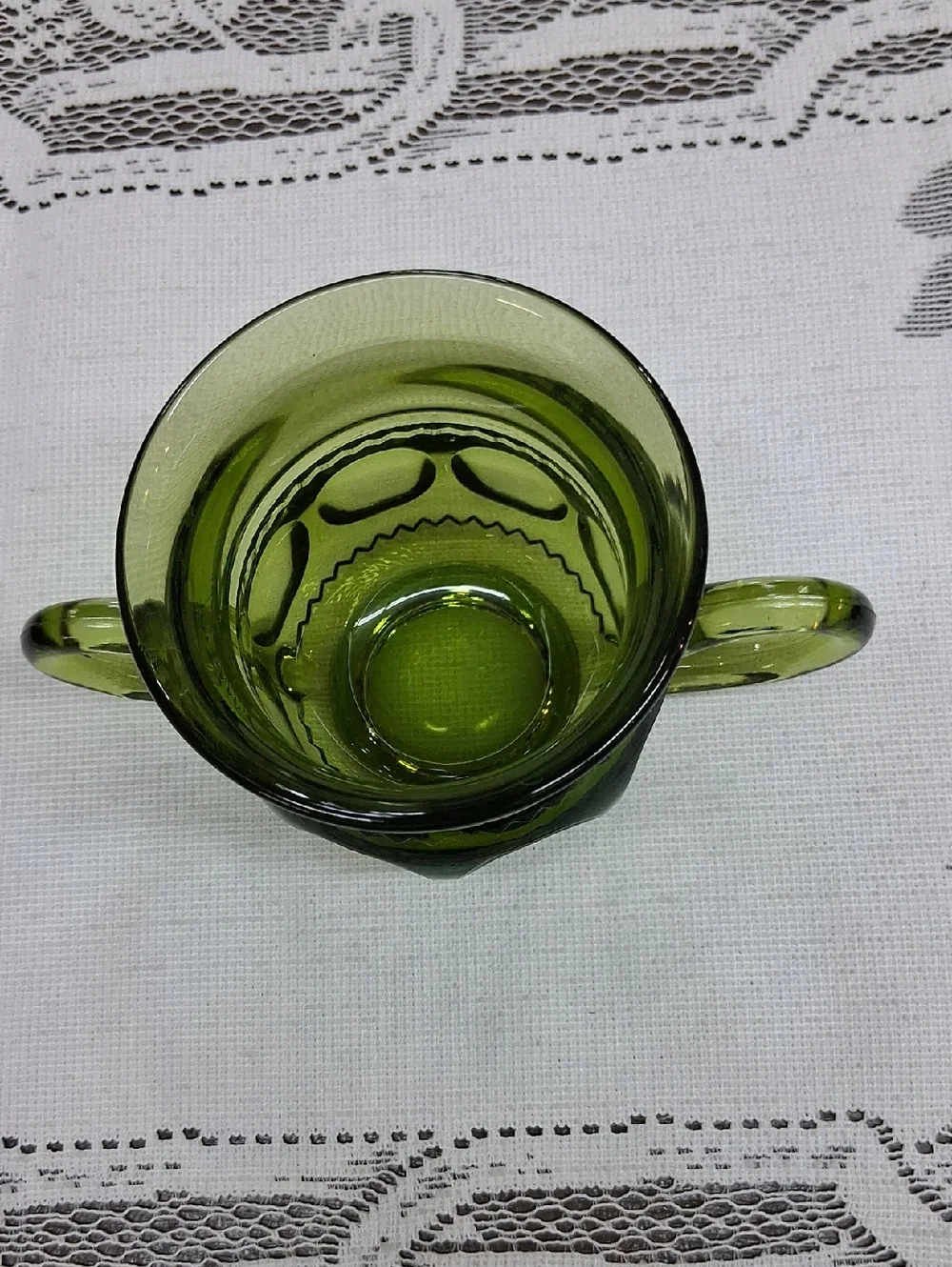 Indiana Glass Sugar Bowl in the King's‎ Crown Thumbprint pattern.